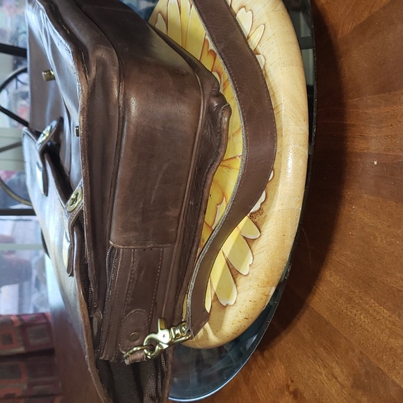 FF Vintage Green Fields Shafmaster Brown Leather Messenger Shoulder Briefcase - Picture 13 of 15